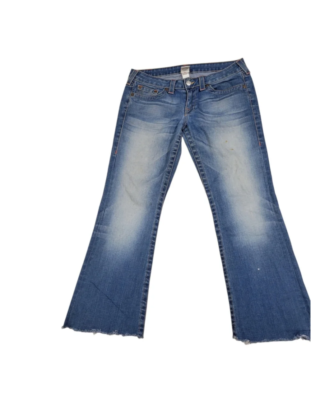 True Religion Bobby Men's Distressed Cut-Off Fray Ankle Blue Jeans Size 31/30